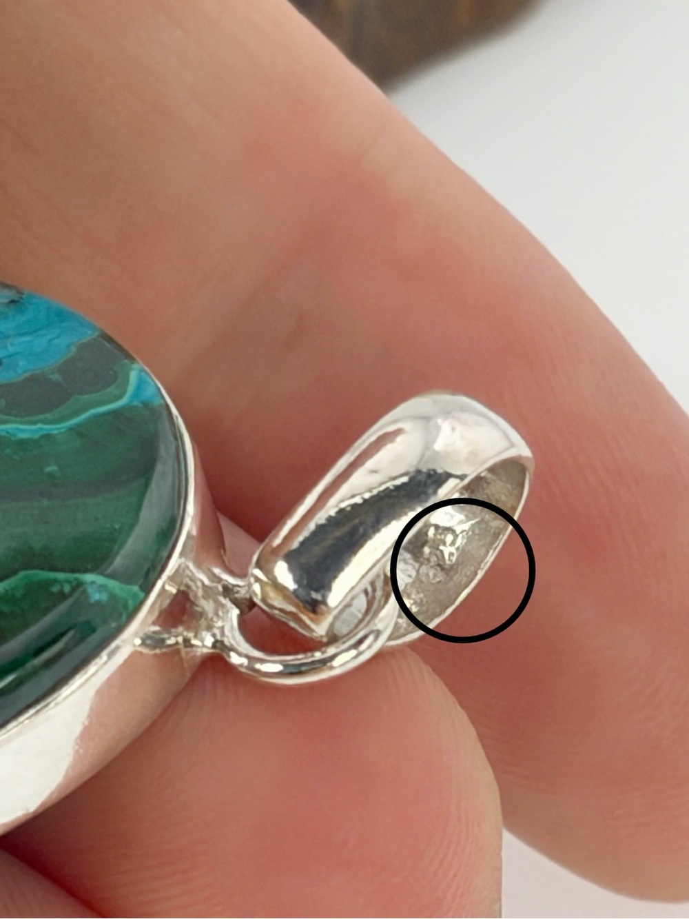 Pure Sterling Silver 925 Top Quality Malachite Chrysocolla Pendant Necklace - Picture 6 of 9